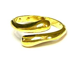 Teardrop Bypass Ring Adjustable 18k Gold Plated F09